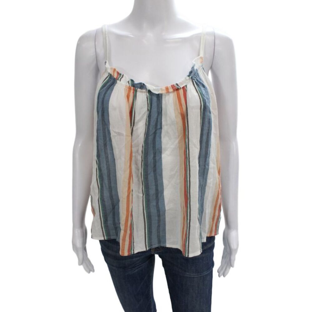 Xirena Womens Blue Striped Cotton Scoop Neck Camisole Size S